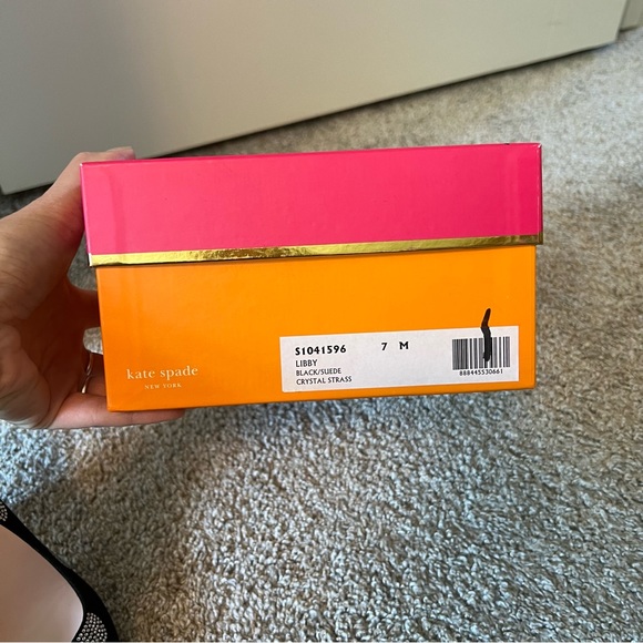 Beautiful Kate Spade Libby Black Suede Crystal Heels Size 7 - Picture 4 of 5